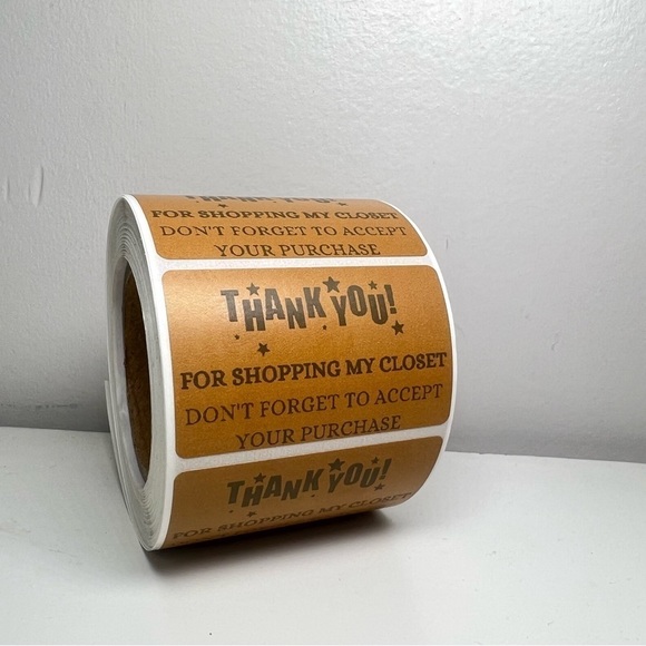 STICKERAFT Other - Thank You for shopping my closet  2" Stickers labels (100 roll ) NWT​